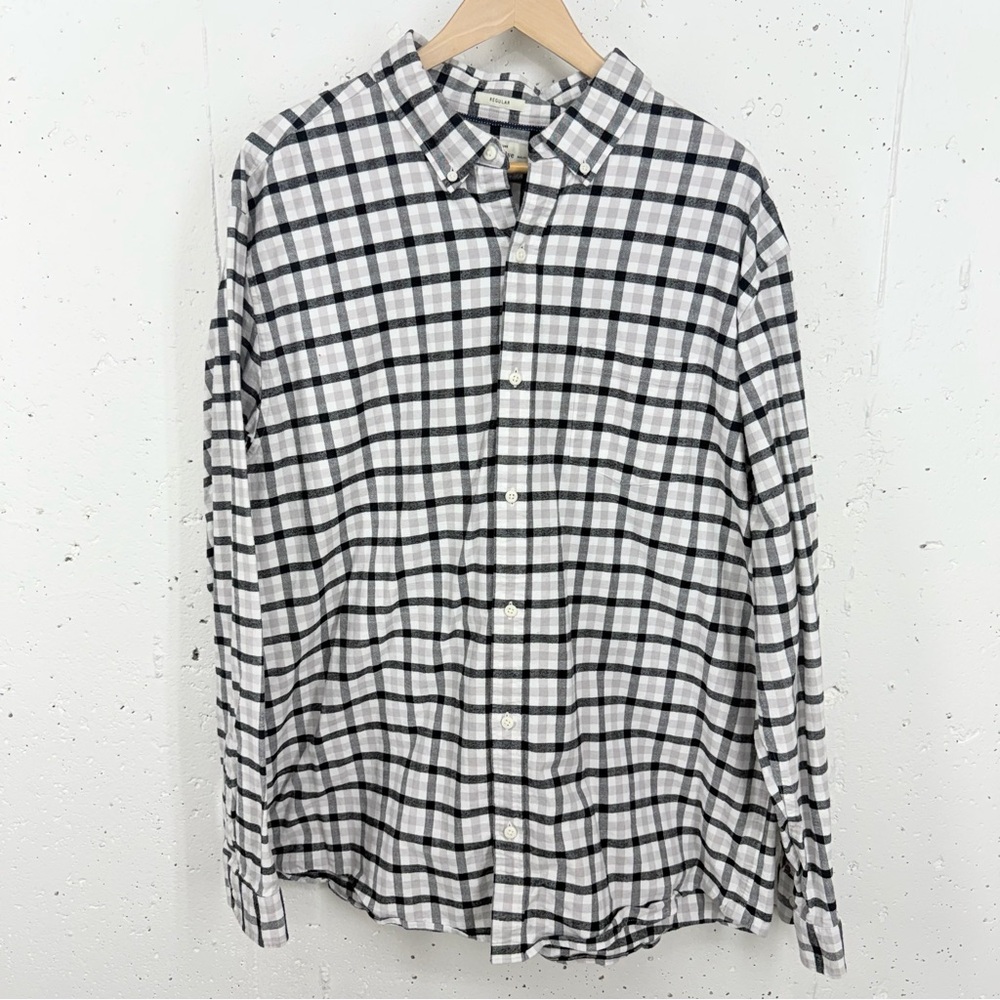 Hawker Rye Men’s Size XXL Stretch Oxford Black Gray White Plaid Flannel Shirt